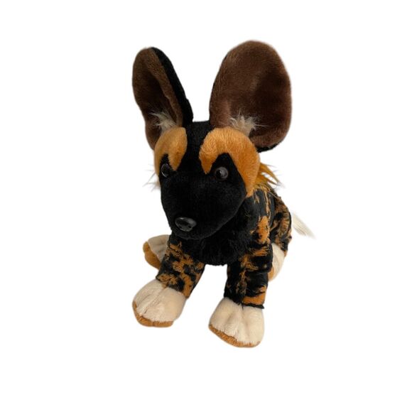 Wild Republic African Wild Dog Stuffed Animal Plush 12" 2017 Black Orange - Picture 1 of 7